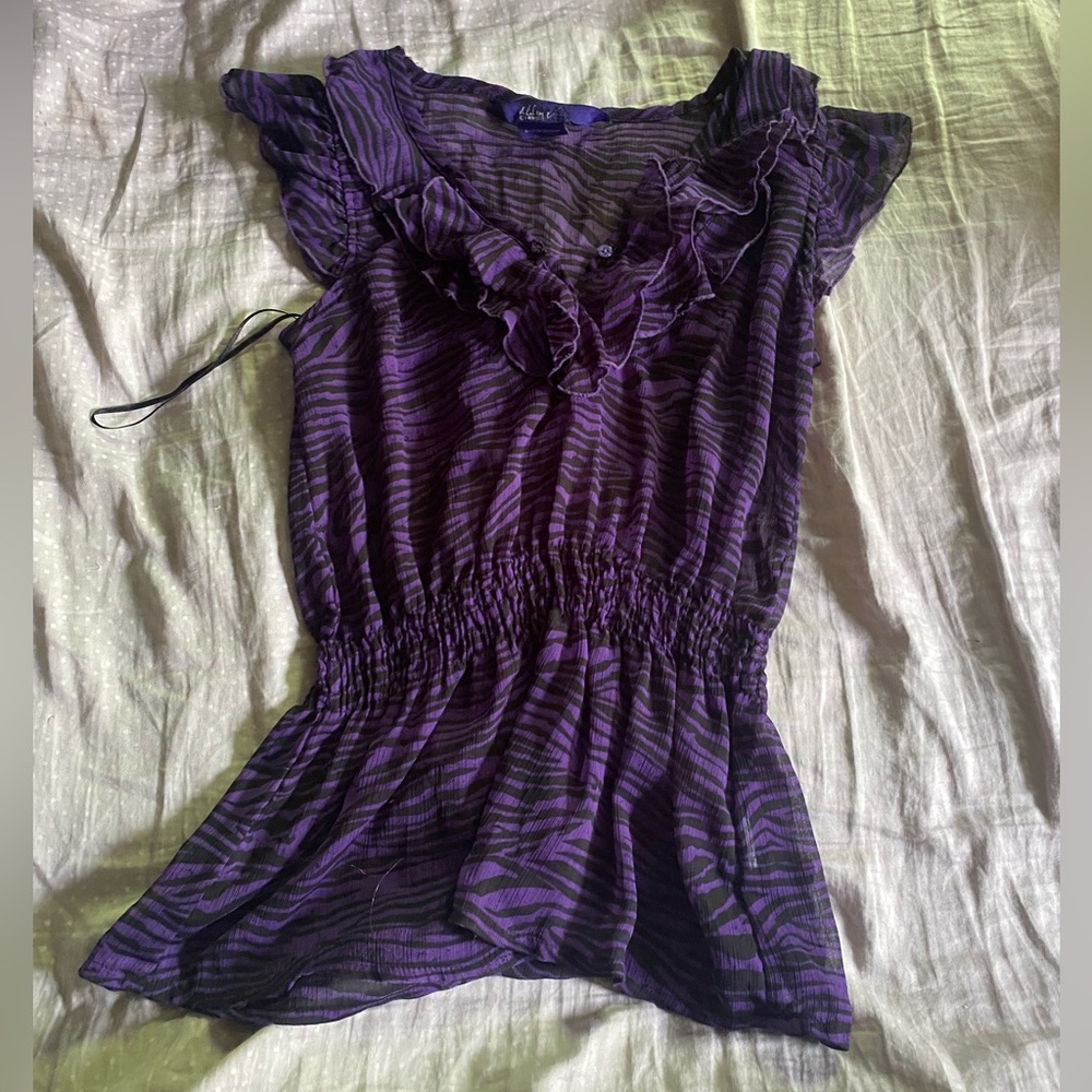 Miley Cyrus & Max Azria Purple Ruffle Top